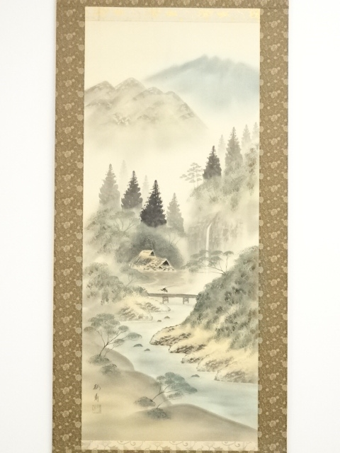 掛軸　渓橋高隠　樺舟　木箱付　古美術 真作】掛軸 高橋観石『猛虎図』絹本 肉筆 共箱付 掛け軸 p082311